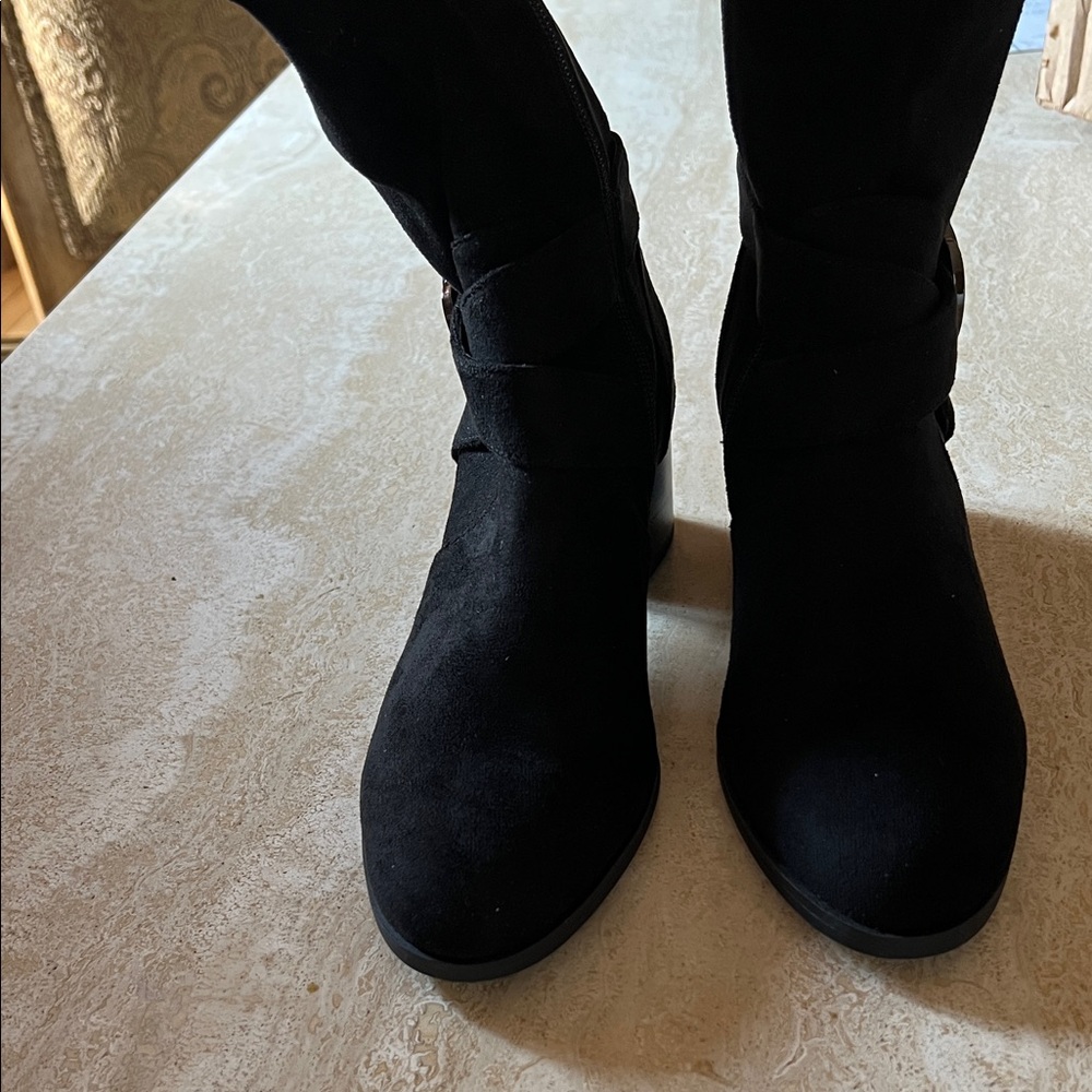 Anne Klein Black Heeled Boots, Size 6.5
